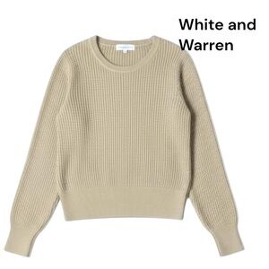 White + Warren Sustainable Organic Cotton Shrunken Thermal Crewneck Tan Women S